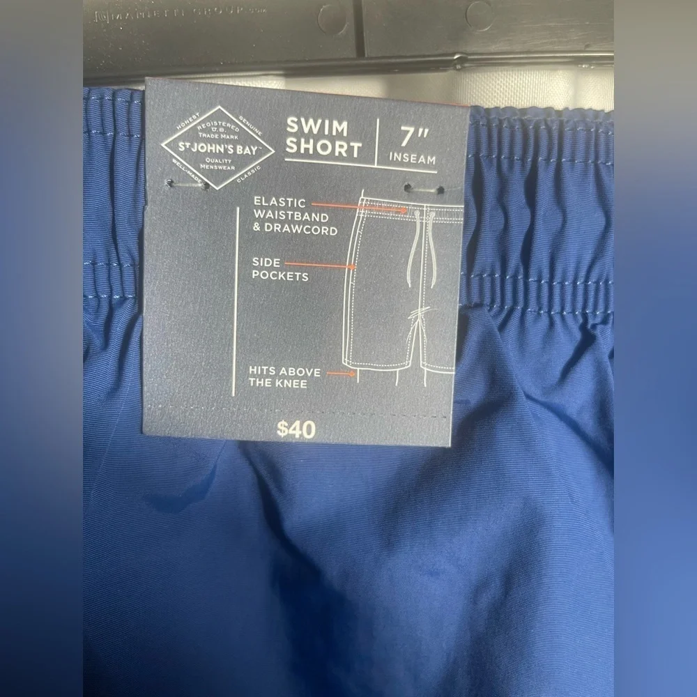 St. John Bay Men's Size XL Royal Blue Drawstring & Pockets Swim Shorts NWT